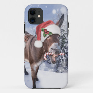 Capa Para iPhone 11 Macaco de Natal com chapéu vermelho engraçado