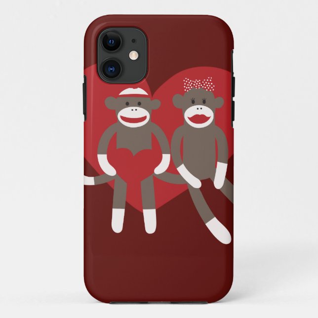 Capa Para iPhone 11 Macacos da peúga em presentes do dia dos namorados (Verso)