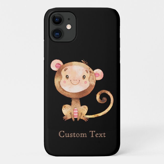 Capa Para iPhone 11 Macaquinho Bonito Engraçado Sorrindo Carinha (Verso)