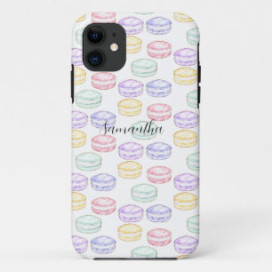 Capa Para iPhone 11 Macarões Franceses com Aquarela