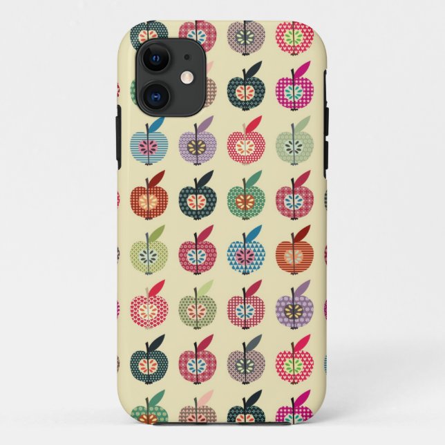 Capa Para iPhone 11 Maçãs bonitos no estilo retro (Verso)