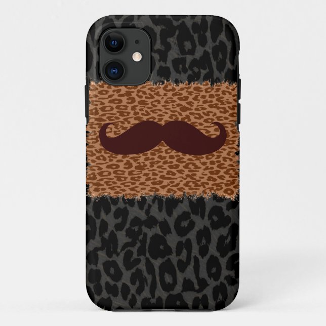 Capa Para iPhone 11 Maciço castanho e impressão leopardo (Verso)