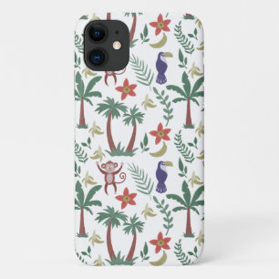 Capa Para iPhone 11 Macra e macaco, sem costura, de padrões tropicais