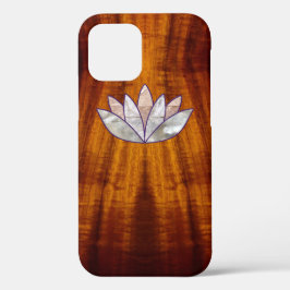 Capa Para iPhone 11 Madeira ardida de Koa com flor de Lotus