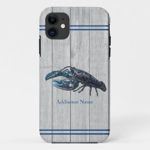 Capa Para iPhone 11 Madeira Cinza de Lagosta Azul Náutica Costeira