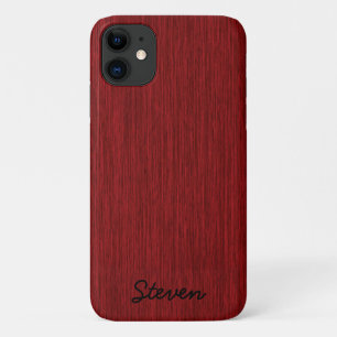 Capa Para iPhone 11 Madeira Vermelha Cinzenta Personalizada