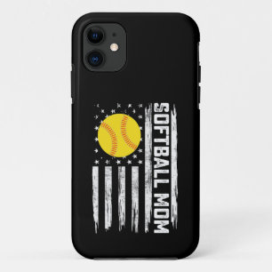 Capa Para iPhone 11 Mãe de Softball Bandeira Americana dos EUA Vintage