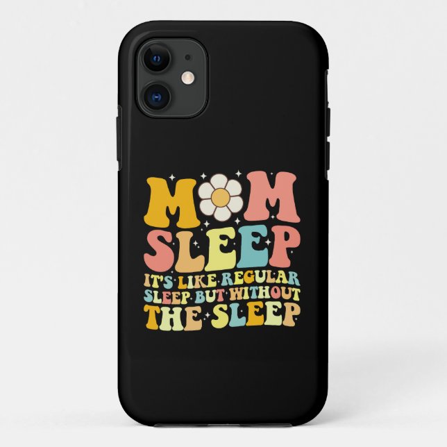 Capa Para iPhone 11 Mãe Dorme Engraçado Dia de as mães Groovy Retro (Verso)