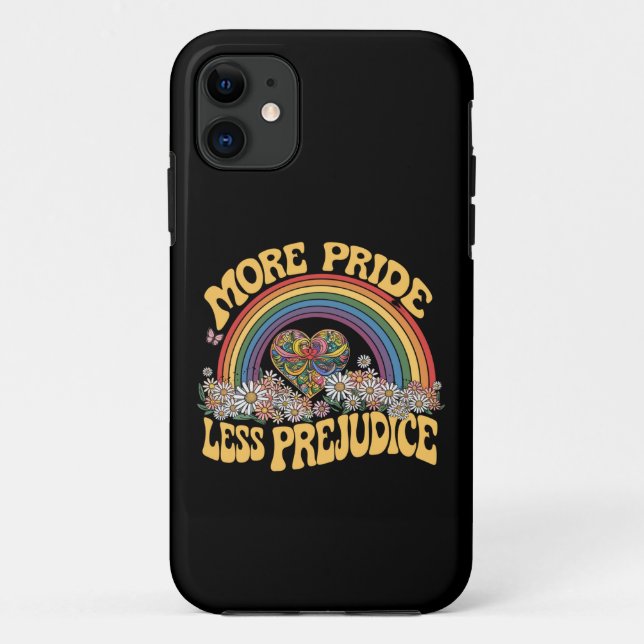 Capa Para iPhone 11 Mais Orgulho Menos Preconceito Retro Arco-íris Org (Verso)