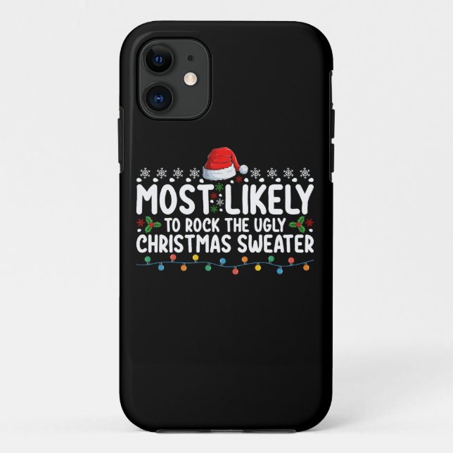 Capa Para iPhone 11 Mais Propenso a Usar o Suéter de Natal Feio (Verso)