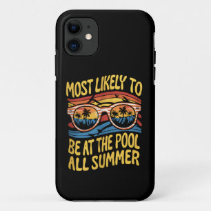 Capa Para iPhone 11 Mais Provável Estar na Piscina Todo Verão Groovy