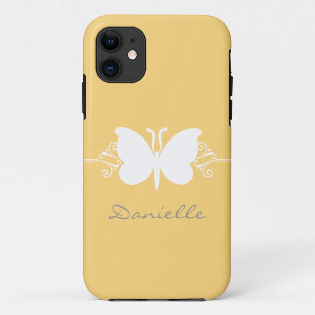 Capa Para iPhone 11 Mala BT iPhone 5 da Borboleta, Amarelo (Verso)