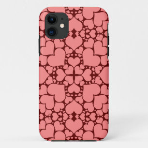 Capa Para iPhone 11 Mala "Corações Reproduzíveis - Rosa e Vermelho" iP