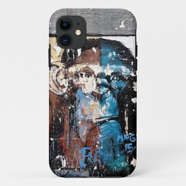 Capa Para iPhone 11 Mala de grafite do Monkey Retro (Verso)