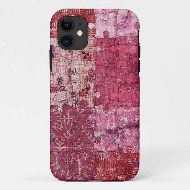 Capa Para iPhone 11 Mala de Quebra-cabeça de Textura de Cores (Verso)