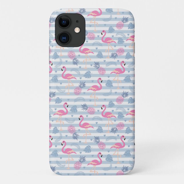 Capa Para iPhone 11 Mala Flamingo iPhone/iPad - Rosa e Azul (Verso)