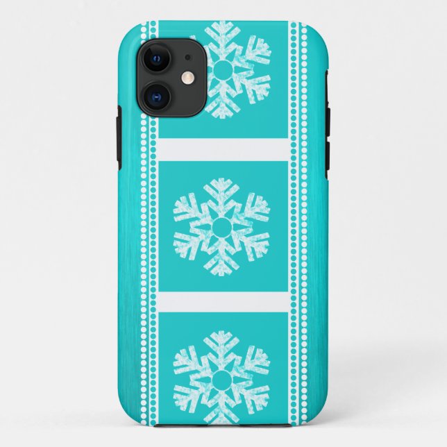 Capa Para iPhone 11 Mala Moderna Snowflakes BT iPhone 5, Aqua (Verso)