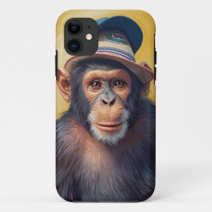 Capa Para iPhone 11 Mala portátil para retrato de macaco na moda