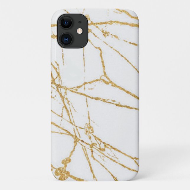 Capa Para iPhone 11 Maleta branca de ouro moderna mal lá (Verso)