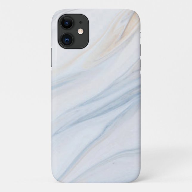Capa Para iPhone 11 Maleta de mármore azul-ondas mal lá (Verso)