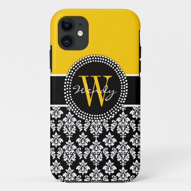 Capa Para iPhone 11 Maleta de Preto Amarelo Personalizada (Verso)