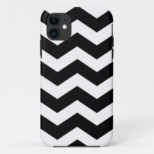 Capa Para iPhone 11 Maleta Preta e Branca Chevron - Mate iPhone 5 Case