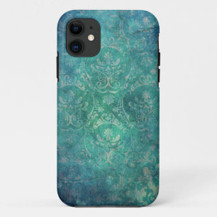 Capa Para iPhone 11 Maleta Vintage Blue Damask iPhone 5s