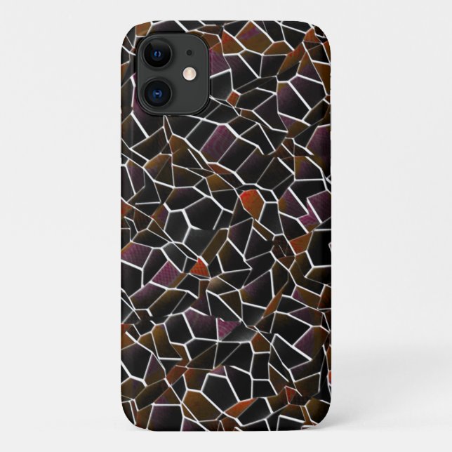Capa Para iPhone 11 Malhagem irregular vermelha-escura e marrom sobre  (Verso)