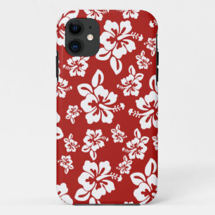 Capa Para iPhone 11 Malia Hibiscus - Red Hawaiian Pareau Impressão