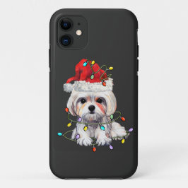 Capa Para iPhone 11 Maltês - Natal, Xmas Maltês - Cão Maltês