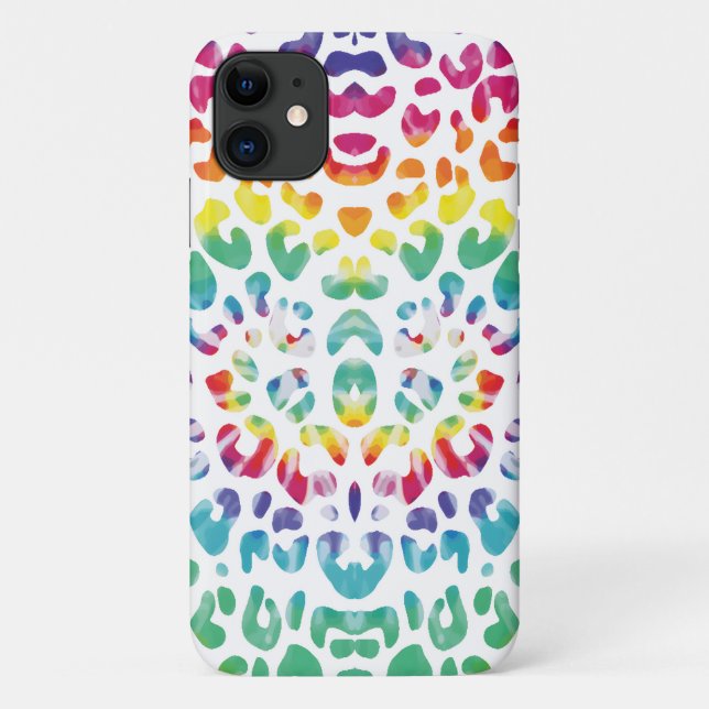 Capa Para iPhone 11 Manchas-leopardo-arco-íris (Verso)