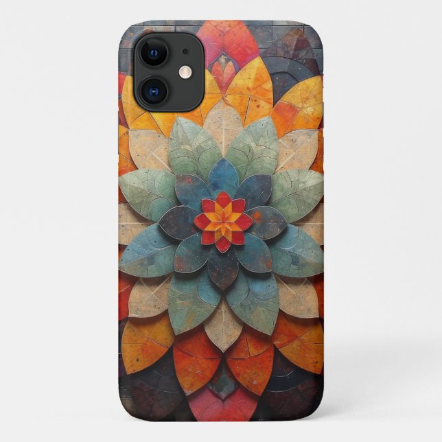 Capa Para iPhone 11 Mandala Art Texturizada Flor (Verso)