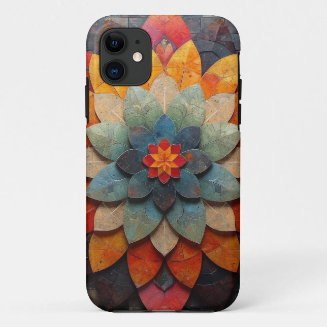 Capa Para iPhone 11 Mandala Art Texturizada Flor (Verso)