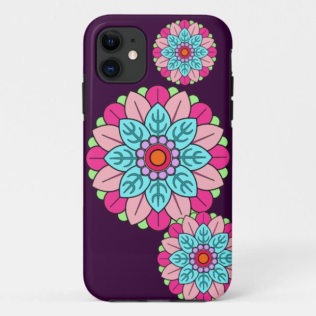 Capa Para iPhone 11 Mandala da flor (Verso)
