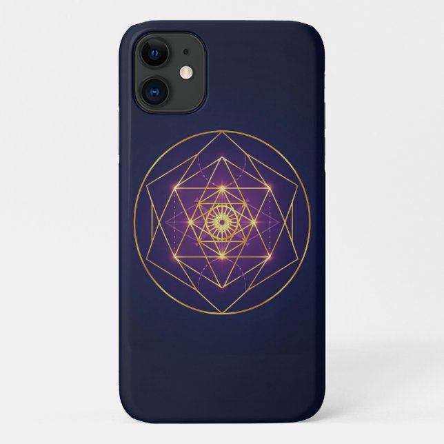 Capa Para iPhone 11 Mandala Dourado Celestial — Equilíbrio no Infinito (Verso)