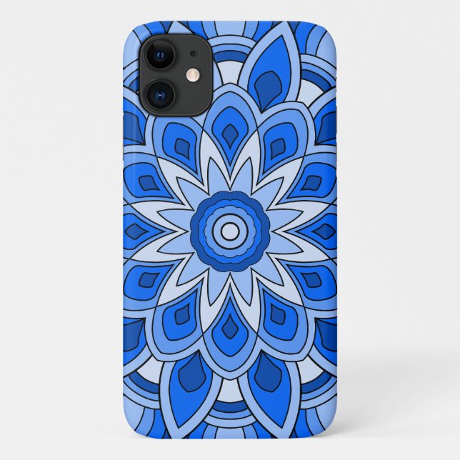 Capa Para iPhone 11 Mandala em azul (Verso)