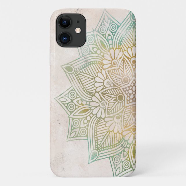 Capa Para iPhone 11 Mandala índia espiritual e colorida (Verso)