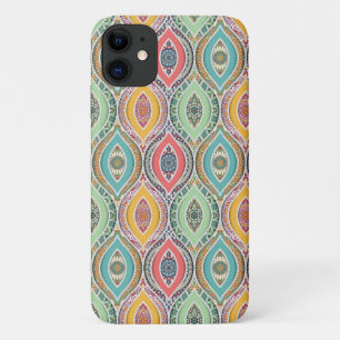 Capa Para iPhone 11 Mandala marroquina padrão étnico colorido