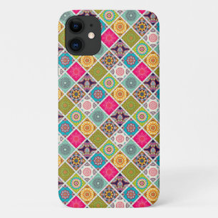 Capa Para iPhone 11 Mandala marroquina padrão étnico colorido