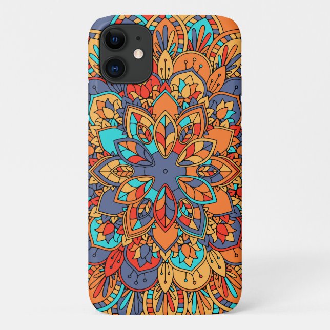 Capa Para iPhone 11 Mandala marroquina padrão étnico colorido (Verso)