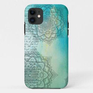 Capa Para iPhone 11 Mandala rico Script Teal Turquoise