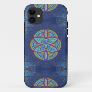 Capa Para iPhone 11 Mandalas no Marinho Blue Repetir design