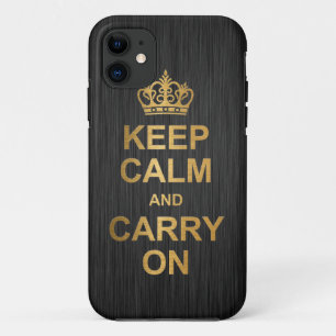 Capa Para iPhone 11 Mantenha a calma e continue - preto e ouro