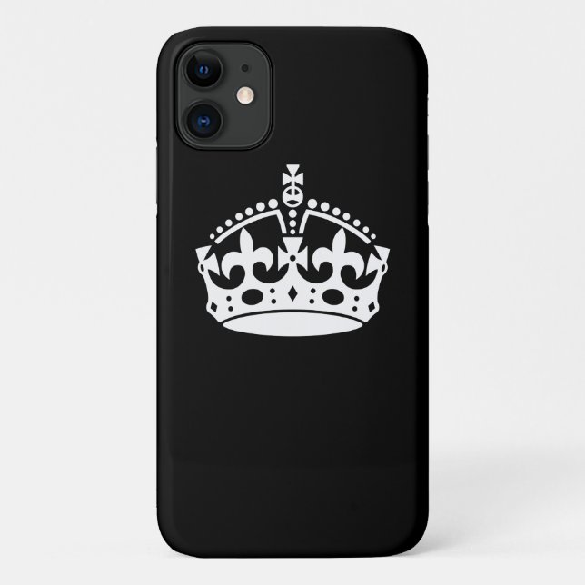 Capa Para iPhone 11 MANTENHA CALM CROWN em preto Personalize isso! (Verso)