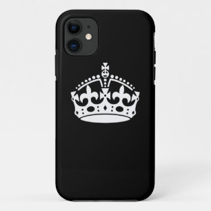 Capa Para iPhone 11 MANTENHA CALM CROWN em preto Personalize isso!