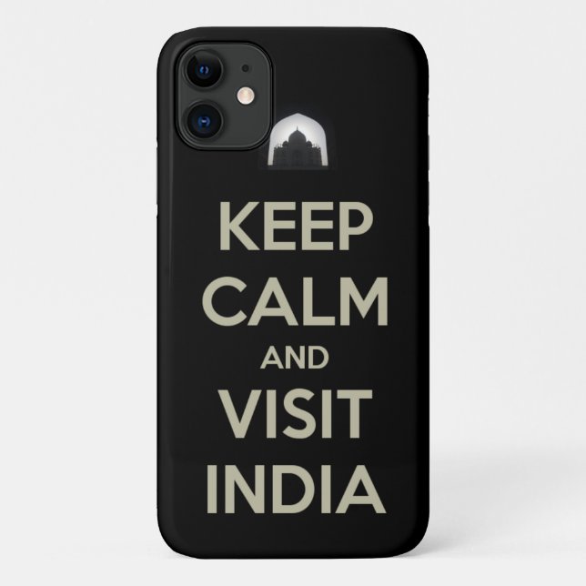 Capa Para iPhone 11 mantenha calma visita índia (Verso)