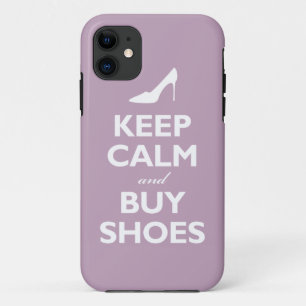 Capa Para iPhone 11 Mantenha calmo e compre calçados (a violeta