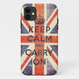 Capa Para iPhone 11 mantenha calmo e continue a bandeira de Union Jack
