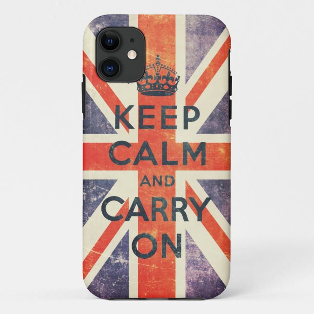 Capa Para iPhone 11 mantenha calmo e continue a bandeira de Union Jack (Verso)