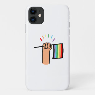Capa Para iPhone 11 Mão Desenhada Ativando Sinalizador Arco-Íris